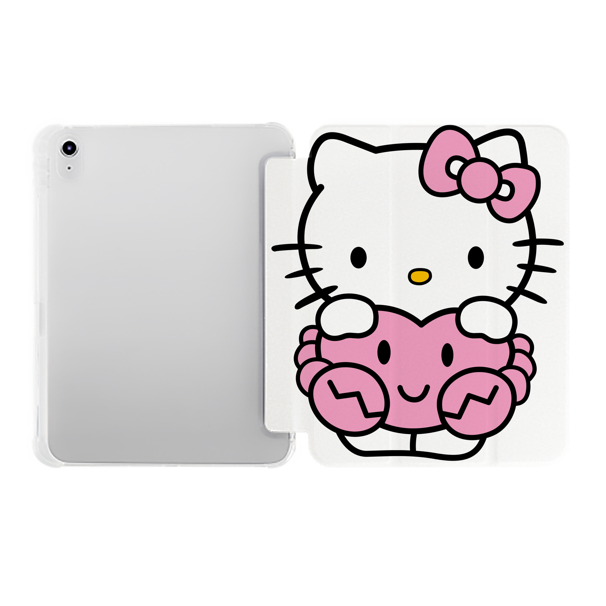（画像用） Hello Kitty ハローキティ IPad ケース ペン収納付き 三つ折りスタンド PUレザー×シリコン 対応機種9.5/10.5/10.9インチ